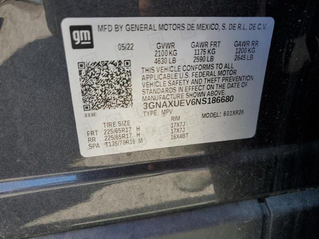 2022 CHEVROLET EQUINOX LT - 3GNAXUEV6NS186680