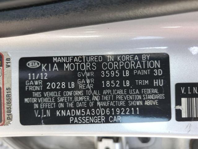 2013 Kia Rio Lx VIN: KNADM5A30D6192211 Lot: 62960334