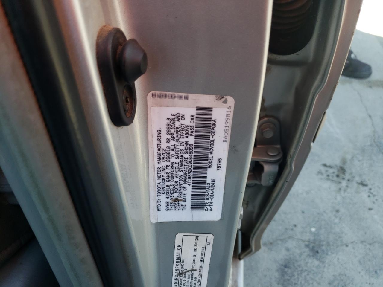 4T1BE32K03U648098 2003 Toyota Camry Le