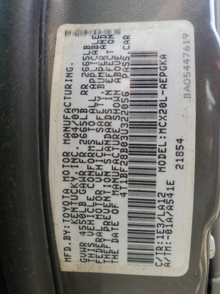 4T1BF28B03U322056 2003 Toyota Avalon Xl