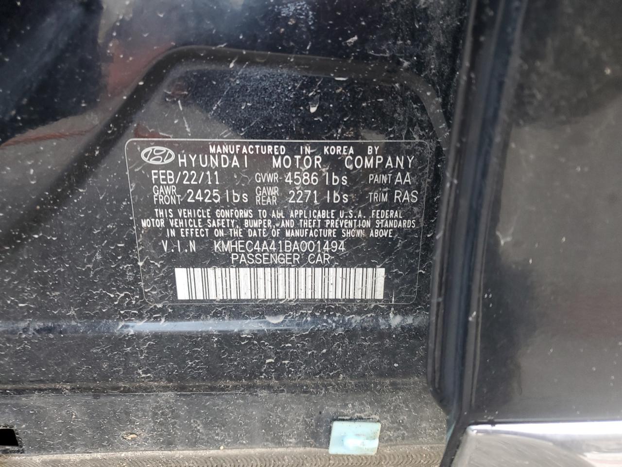 KMHEC4A41BA001494 2011 Hyundai Sonata Hybrid