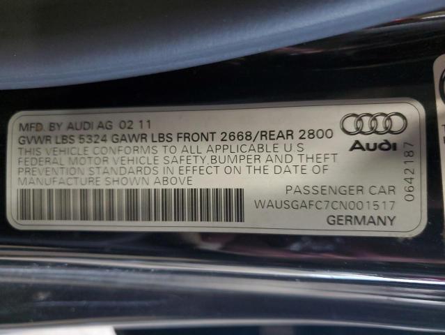 2012 Audi A7 Prestige VIN: WAUSGAFC7CN001517 Lot: 62724694