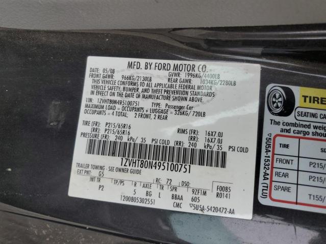 2009 Ford Mustang VIN: 1ZVHT80N495100751 Lot: 61740714