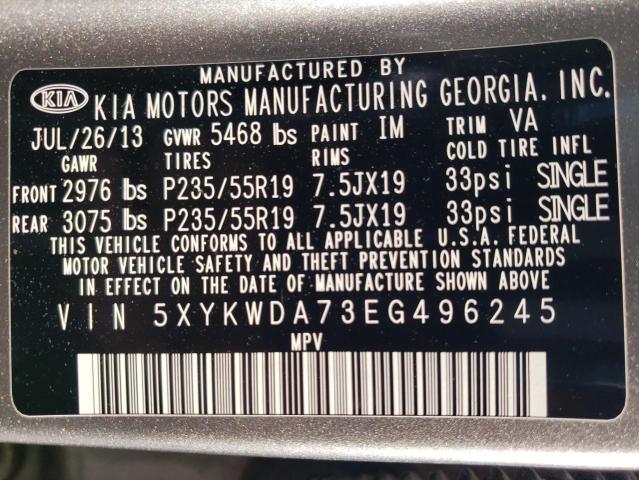 VIN 5XYKWDA73EG496245 2014 KIA Sorento, SX no.13