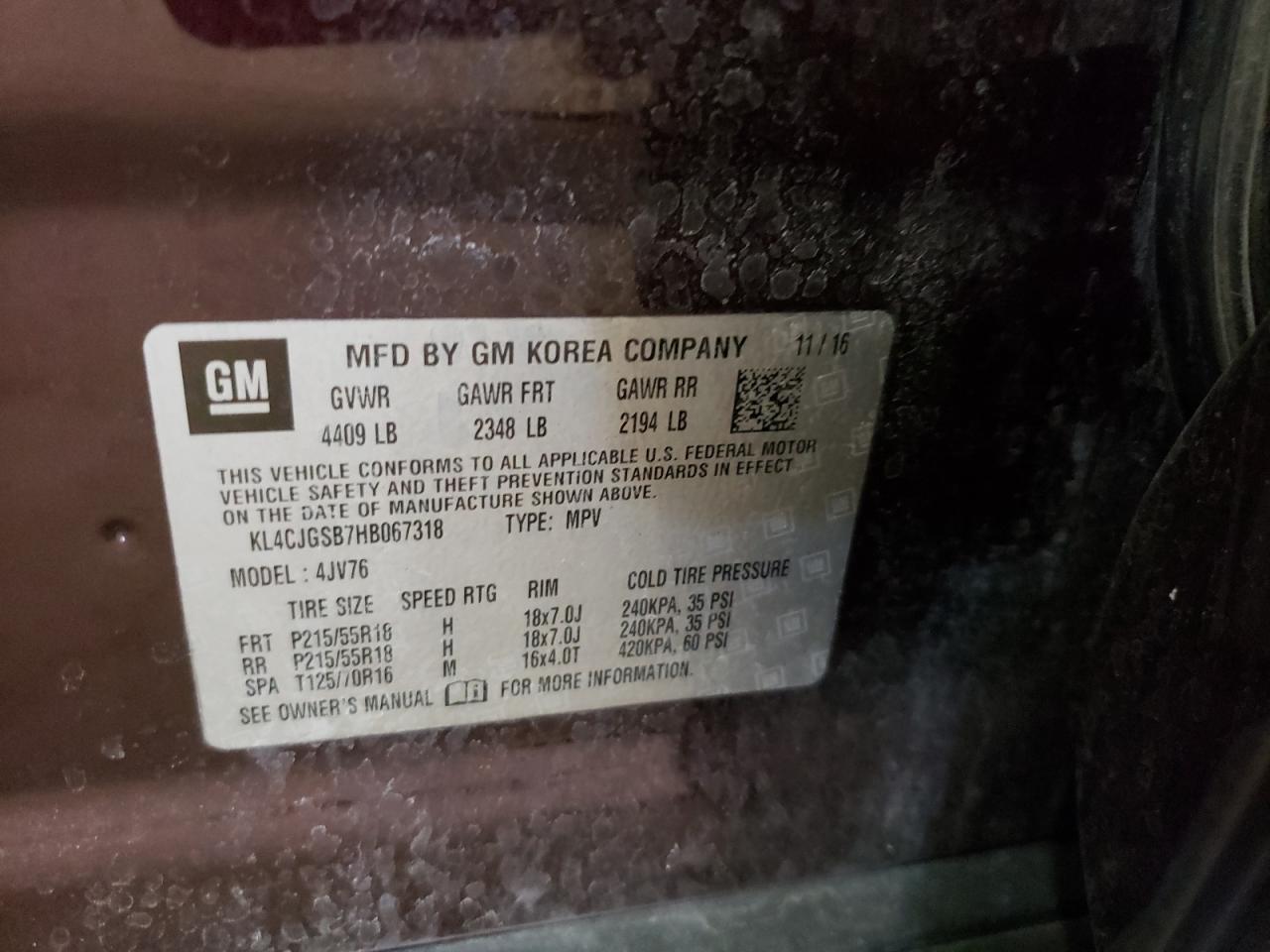 KL4CJGSB7HB067318 2017 Buick Encore Essence