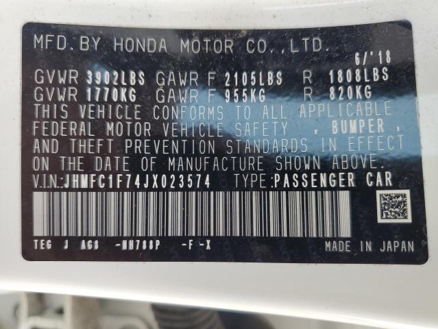 2018 HONDA CIVIC EXL - JHMFC1F74JX023574