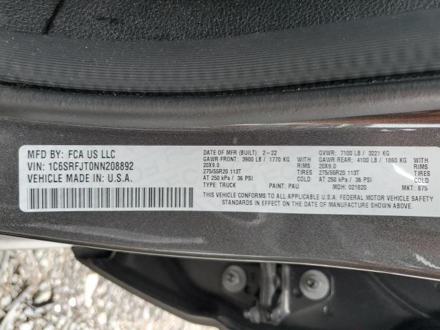 2022 Ram 1500 Laramie VIN: 1C6SRFJT0NN208892 Lot: 62742024