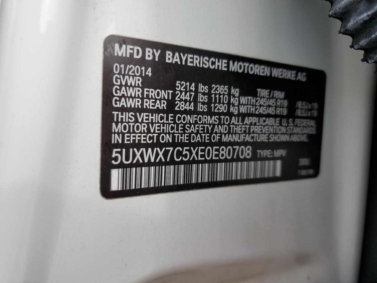 5UXWX7C5XE0E80708 2014 BMW X3 xDrive35I