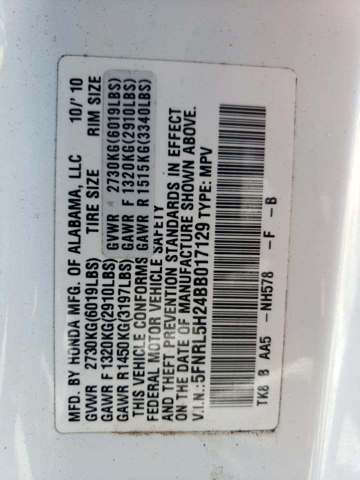 5FNRL5H24BB017129 2011 Honda Odyssey Lx