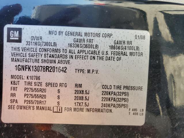 2008 Chevrolet Tahoe K1500 VIN: 1GNFK13078R201642 Lot: 61165284