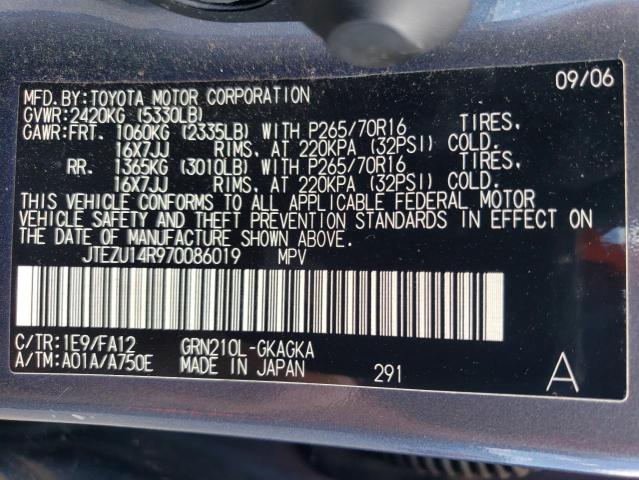 2007 Toyota 4Runner Sr5 VIN: JTEZU14R970086019 Lot: 60189764
