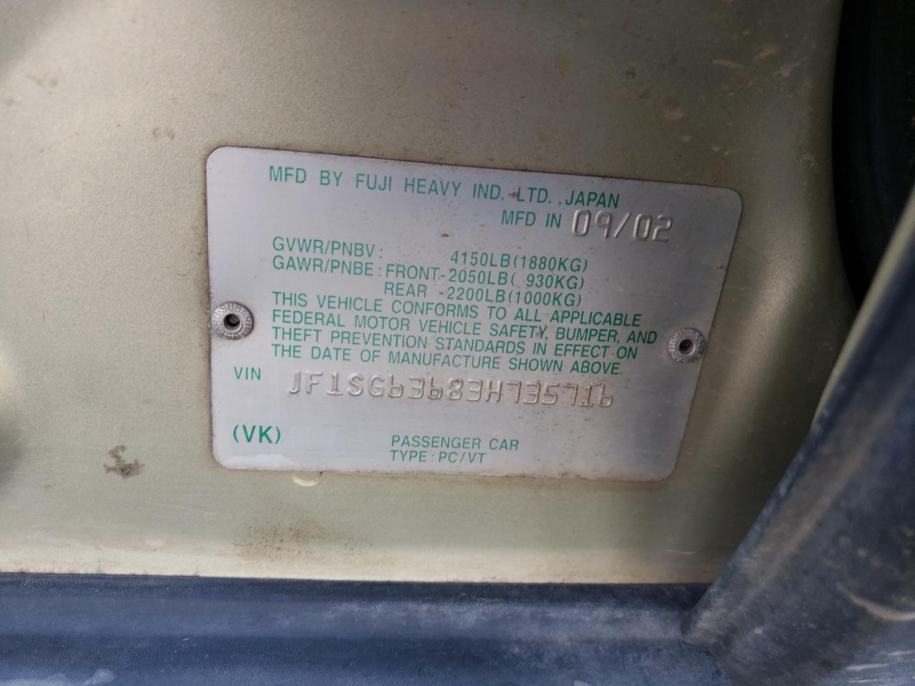 JF1SG63683H735716 2003 Subaru Forester 2.5X