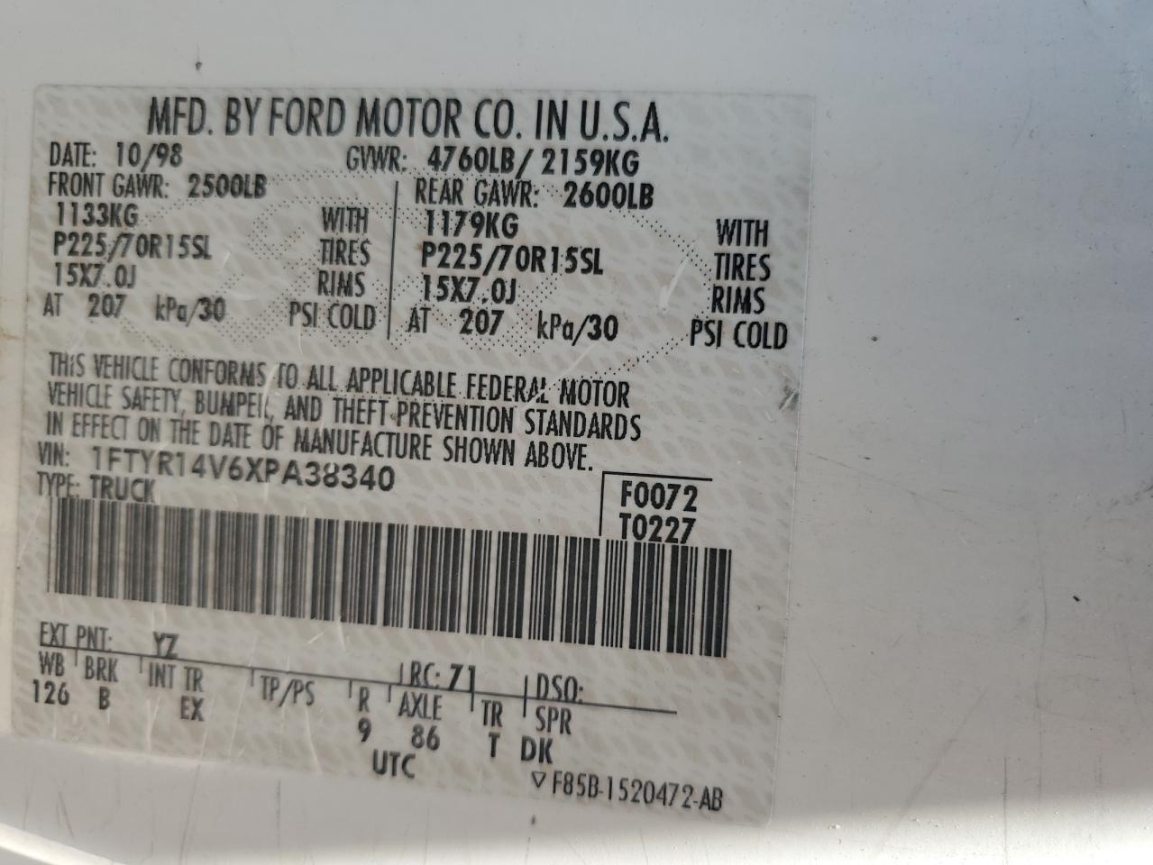 1FTYR14V6XPA38340 1999 Ford Ranger Super Cab