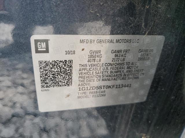 2019 CHEVROLET MALIBU LT - 1G1ZD5ST0KF113441