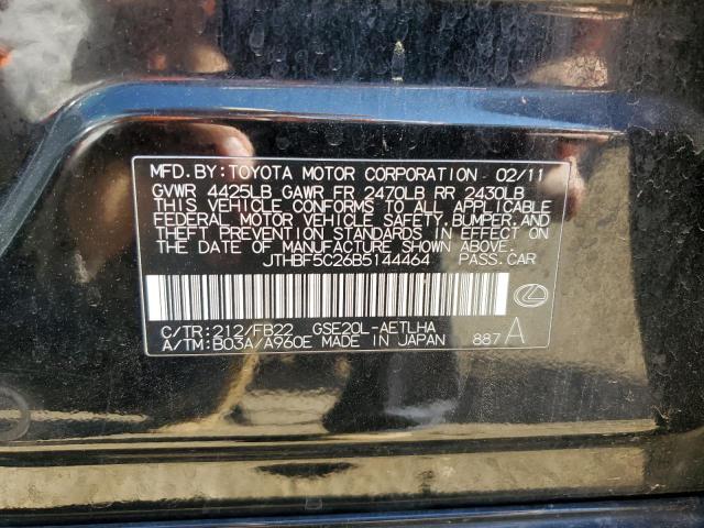 2011 Lexus Is 250 VIN: JTHBF5C26B5144464 Lot: 61878894