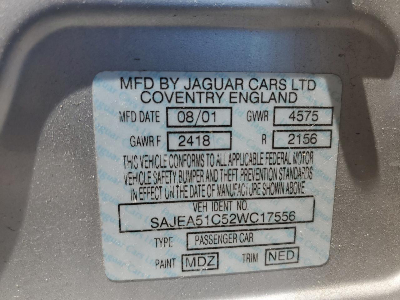 SAJEA51C52WC17556 2002 Jaguar X-Type 3.0