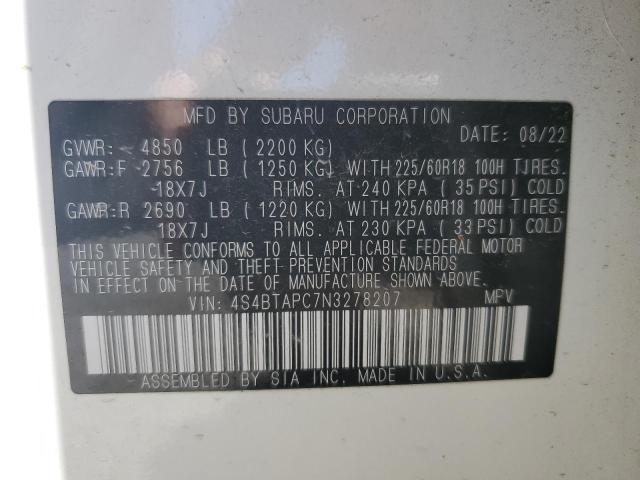 2022 SUBARU OUTBACK TO - 4S4BTAPC7N3278207