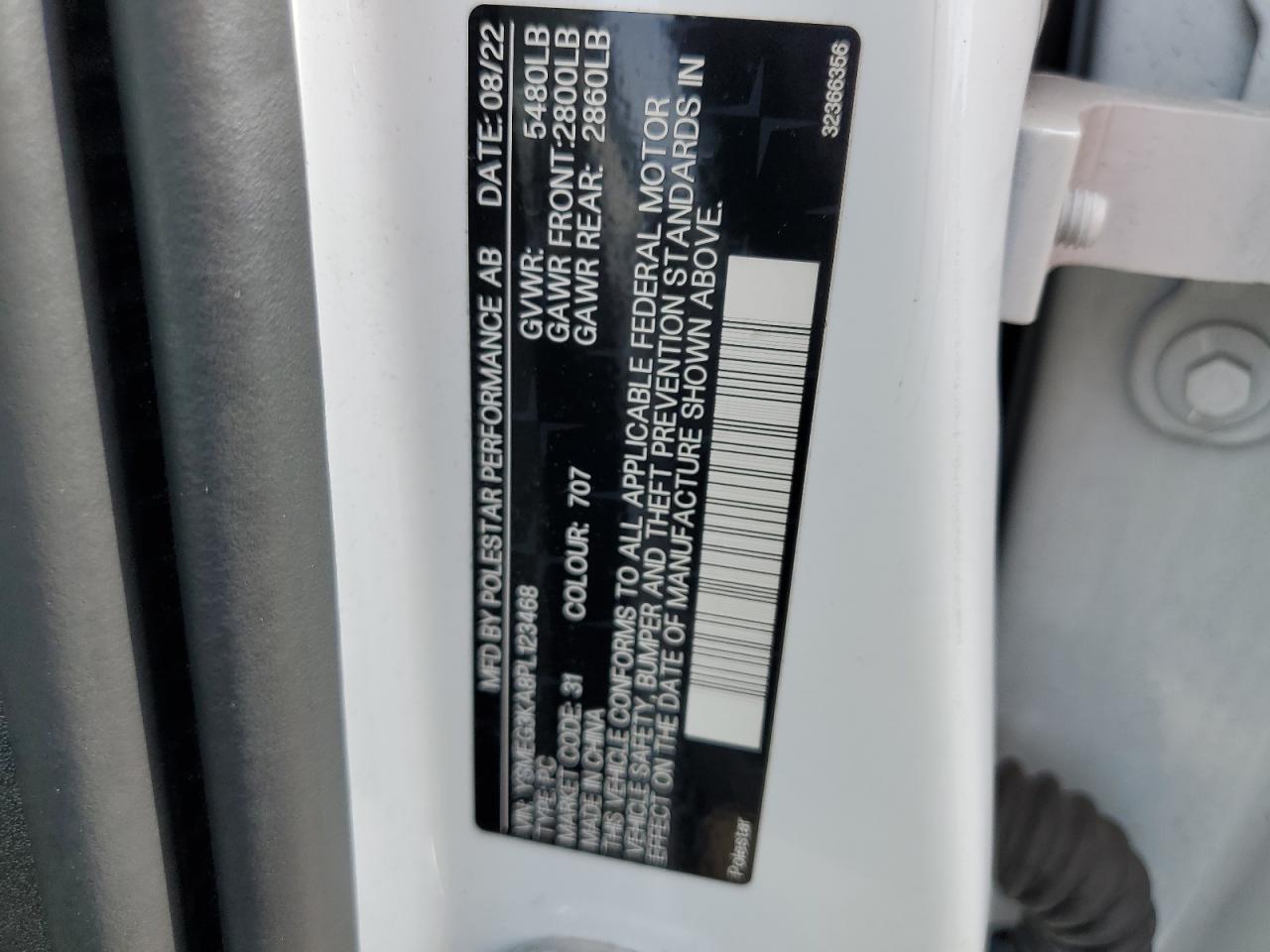 YSMEG3KA8PL123468 2023 Polestar 2