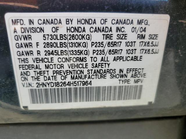 2004 Acura Mdx VIN: 2HNYD18264H517964 Lot: 61602744