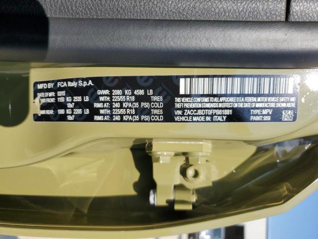 2015 Jeep Renegade Limited VIN: ZACCJBDT0FPB61881 Lot: 62551454