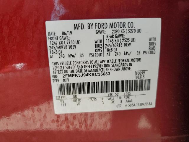 2019 FORD EDGE SEL - 2FMPK3J94KBC35683