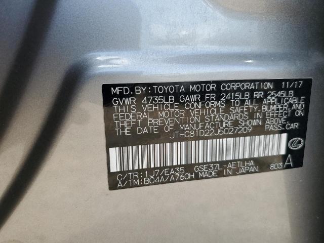 VIN JTHC81D22J5027209 2018 Lexus IS, 300 no.12