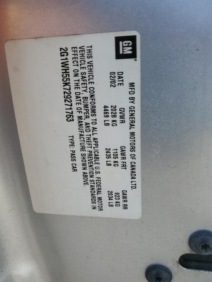 2G1WH55K729271763 2002 Chevrolet Impala Ls