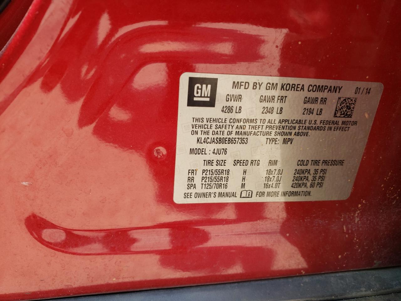 KL4CJASB0EB657353 2014 Buick Encore