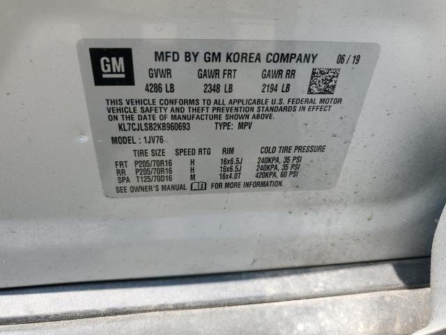 2019 Chevrolet Trax 1Lt VIN: KL7CJLSB2KB960693 Lot: 62998714