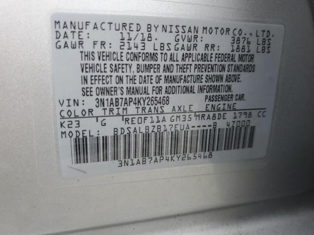 2019 Nissan Sentra S VIN: 3N1AB7AP4KY265468 Lot: 61247244