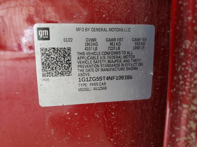 2022 CHEVROLET MALIBU RS - 1G1ZG5ST4NF109386