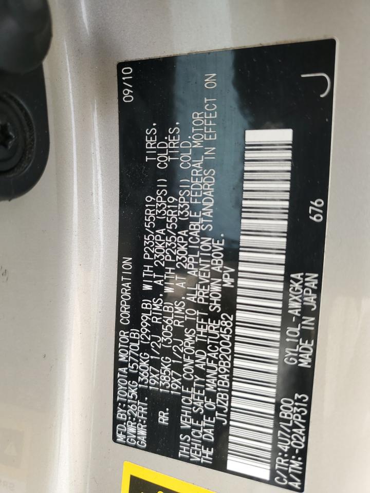 JTJZB1BA9B2004582 2011 Lexus Rx 450