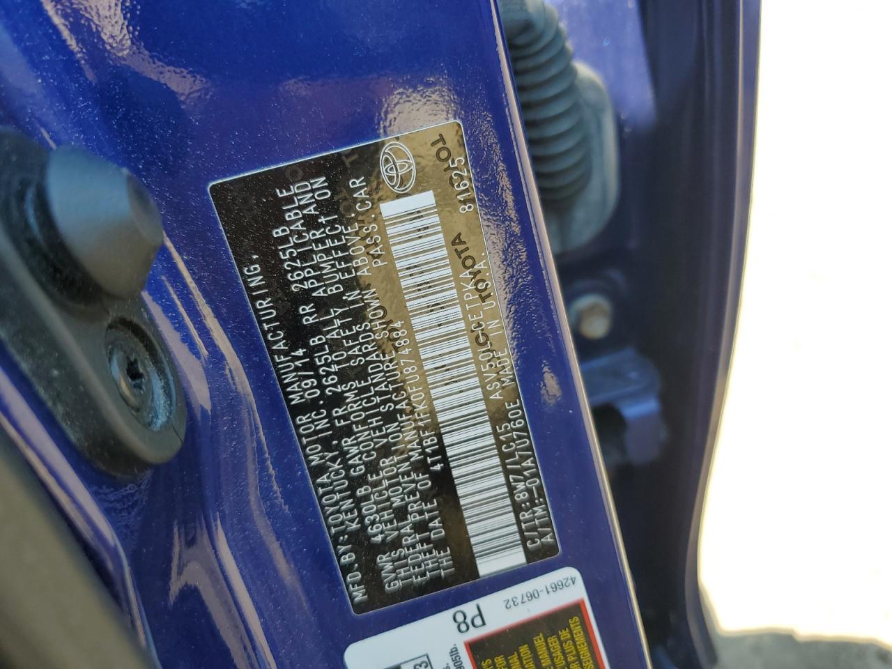 4T1BF1FK0FU874884 2015 Toyota Camry Le