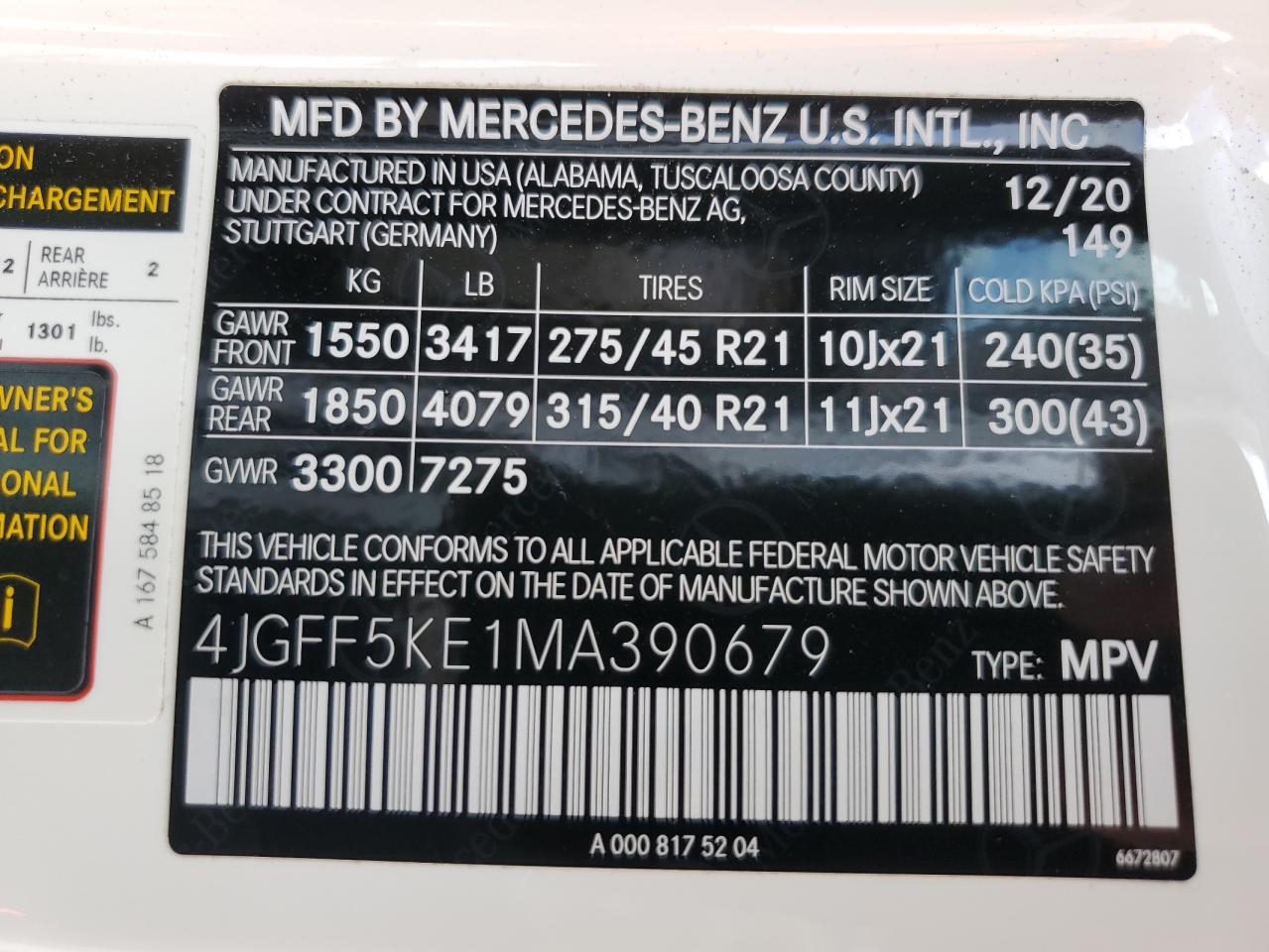 4JGFF5KE1MA390679 2021 Mercedes-Benz Gls 450 4Matic