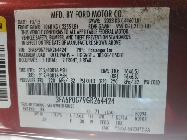 VIN 3FA6P0G79GR264424 2016 Ford Fusion, S no.12