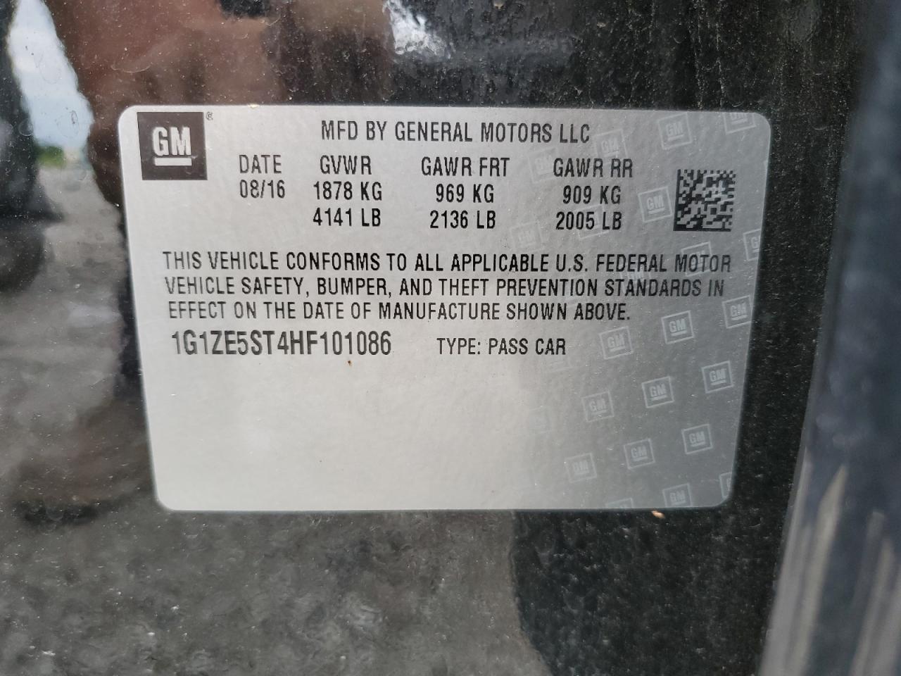 1G1ZE5ST4HF101086 2017 Chevrolet Malibu Lt