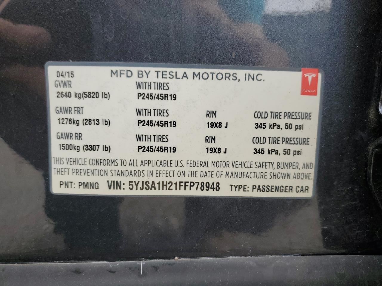 5YJSA1H21FFP78948 2015 Tesla Model S 85D