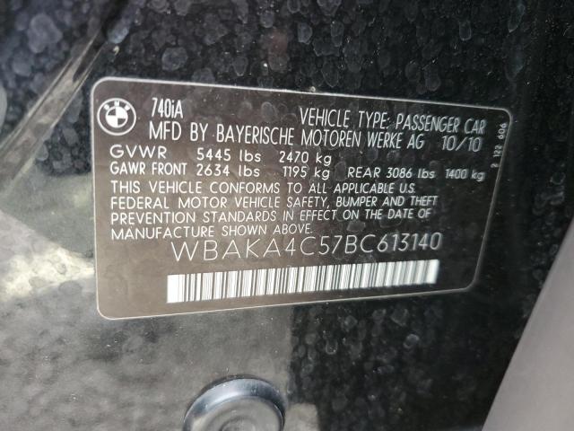 2011 BMW 740 I VIN: WBAKA4C57BC613140 Lot: 61718094
