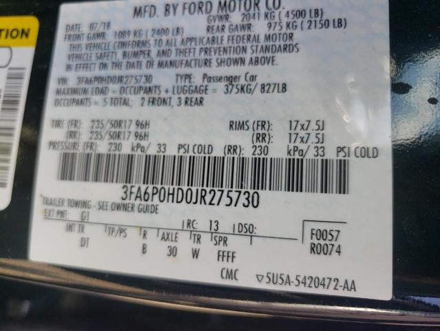 VIN 3FA6P0HD0JR275730 2018 Ford Fusion, SE no.12