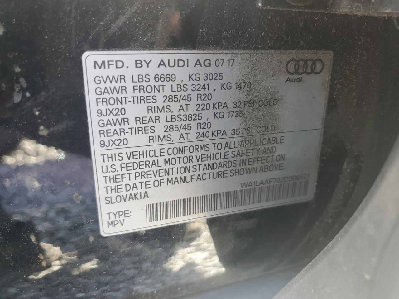 WA1LAAF70JD006521 2018 Audi Q7 Premium Plus