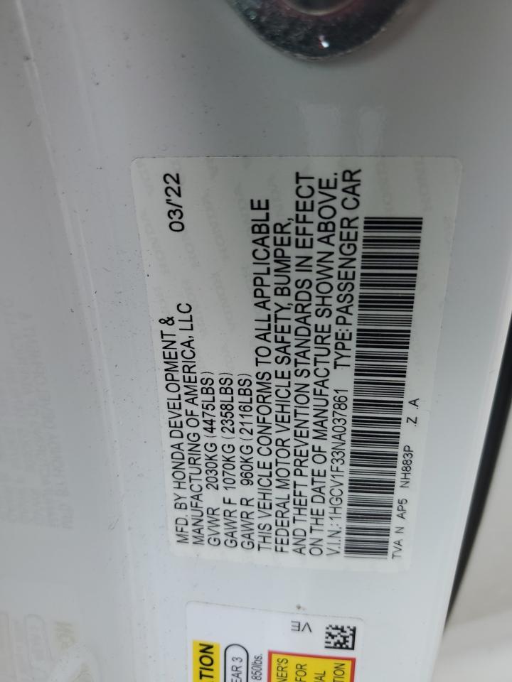 1HGCV1F33NA037861 2022 Honda Accord Sport