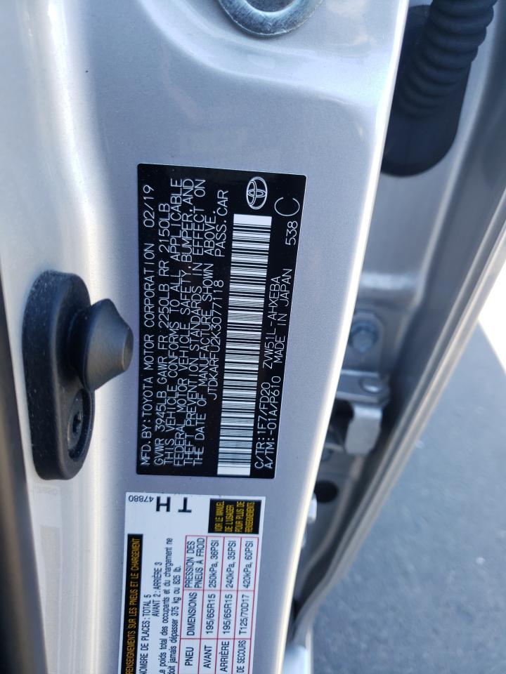 JTDKARFU2K3077118 2019 Toyota Prius