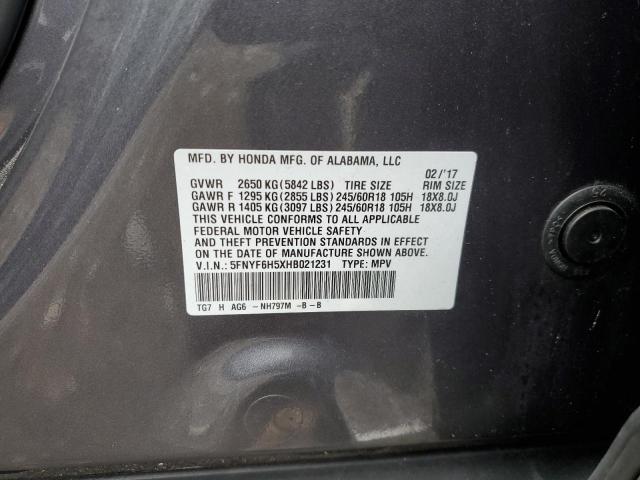 2017 HONDA PILOT EXL - 5FNYF6H5XHB021231