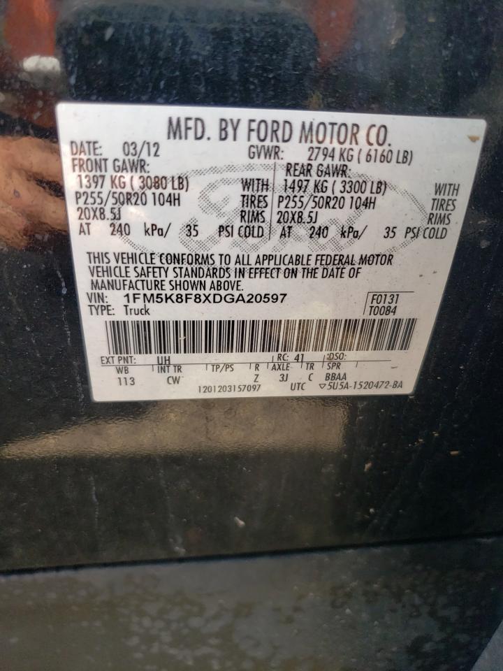 1FM5K8F8XDGA20597 2013 Ford Explorer Limited