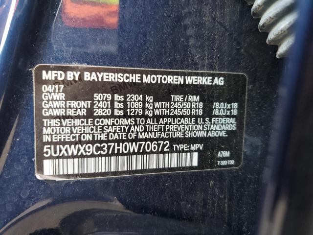 VIN 5UXWX9C37H0W70672 2017 BMW X3, Xdrive28I no.12