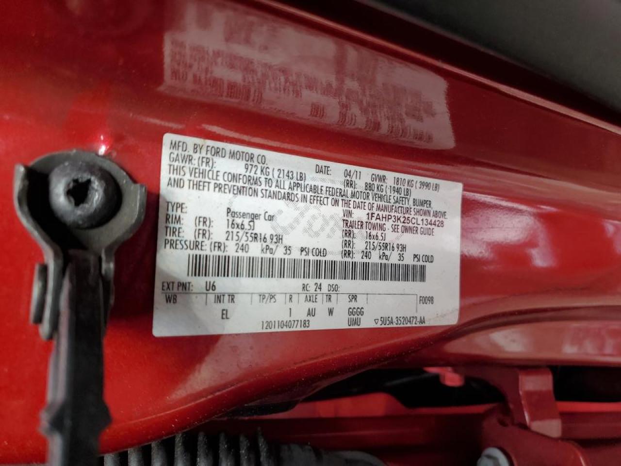 1FAHP3K25CL134428 2012 Ford Focus Se