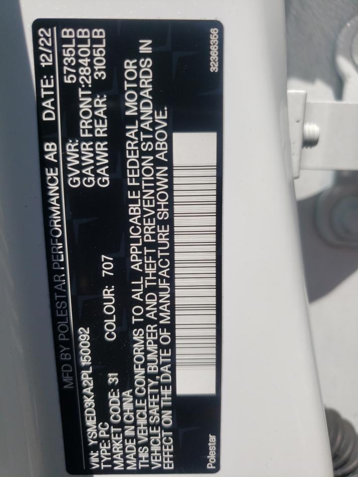 YSMED3KA2PL150092 2023 Polestar 2