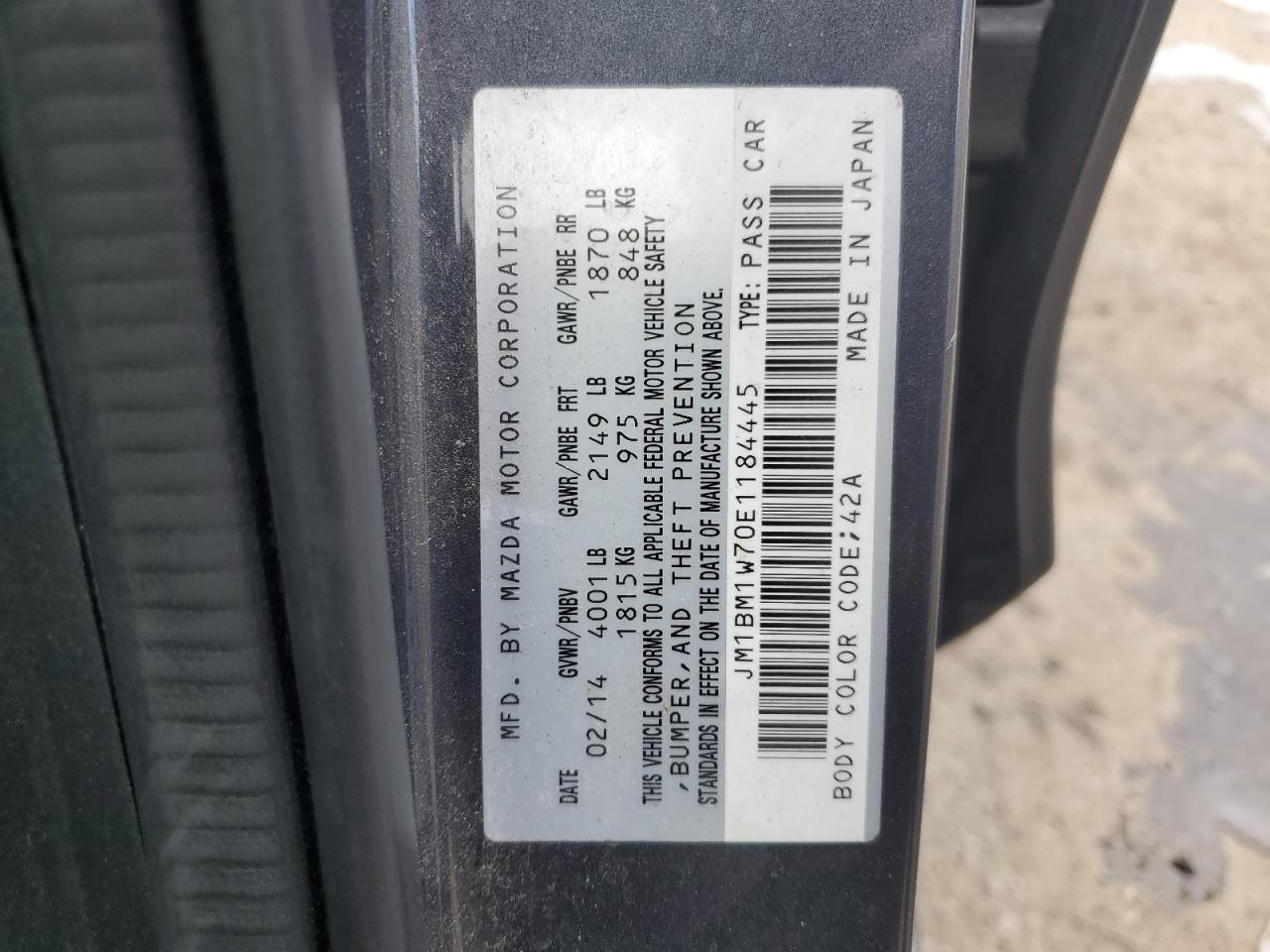 JM1BM1W70E1184445 2014 Mazda 3 Grand Touring