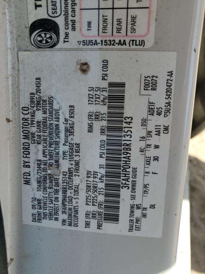 3FAHP0HA9BR135143 2011 Ford Fusion Se