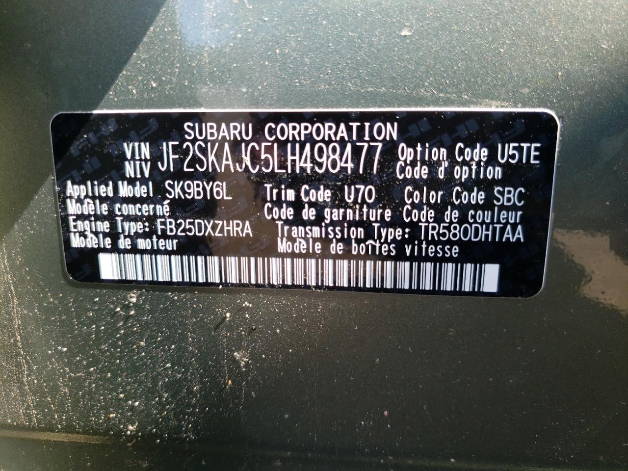 JF2SKAJC5LH498477 2020 Subaru Forester Premium